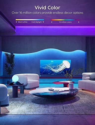 Govee Smart LED Strip Lights for Bedroom, 32.8ft WiFi LED Light Strip Work with Alexa Google Assistant, 16 Million Colors with App Control and Music Sync LED Lights for Christmas, 2 Rolls of 16.4ft | The Storepaperoomates Retail Market - Fast Affordable Shopping