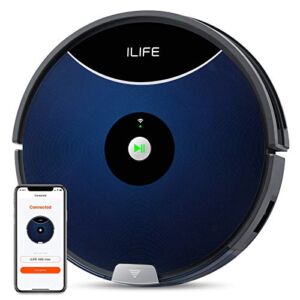 ILIFE A80 Max Robot Vacuum Cleaner, 2000Pa Max Suction, Wi-Fi Connected, Works with Alexa, 2-in-1 Roller Brush, Self-Charging, Slim and Quiet, Ideal for Pet Hair, Hard Floor and Medium Pile Carpet.