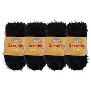 JubileeYarn Scrubby Dish Yarn – Dishcloth Polyester – 50g/Skein – Black – 4 Skeins