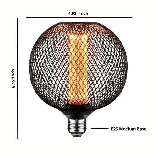 Next Glow Decorative Light Bulb Black Metal Cage Globe Led Light Bulbs G40 /G125 3.5W Equivalent 20W E26 Led Bulb Base, Dimmable, Soft Warm Vintage 85 Lumen Decorative Bulb For Home Kitchen Restaurant | The Storepaperoomates Retail Market - Fast Affordable Shopping