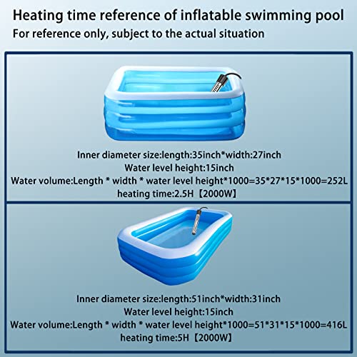 2000W Bucket Immersion Water Heater | Auto Shut-Off Timer | Portable & Submersible Inflatable Hot Tub Water Heater 304 Stainless-Steel Guard for Bathtub, Inflatable & above Ground Pool Heating Warmer | The Storepaperoomates Retail Market - Fast Affordable Shopping