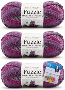 Premier Yarn Puzzle – Hide and Seek – 3-Pack Bundle with Bella’s Crafts Stitch Markers