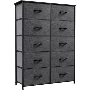 YITAHOME 10 Drawer Dresser – Fabric Storage Tower, Organizer Unit for Bedroom, Living Room, Hallway, Closets & Nursery – Sturdy Steel Frame, Wooden Top & Easy Pull Fabric Bins (Charcoal) | The Storepaperoomates Retail Market - Fast Affordable Shopping