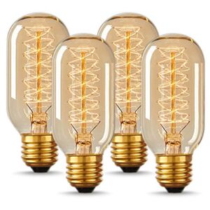 Edison Bulbs, DORESshop Vintage Edison Light Bulbs 40 Watt, Incandescent Light Bulbs, T45, 110-130 Volts, E26/E27 Base Dimmable Decorative Antique Filament Light Bulbs, Amber Glass, Warm White, 4 Pack