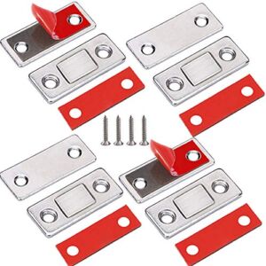 Cabinet Magnetic Catch Jiayi 4 Pack Ultra Thin Cabinet Door Magnetic Catch for Drawer Magnets Adhesive Cabinet Latch Magnetic Closures for Kitchen Closet Door Closing Magnetic Door Catch Closer
