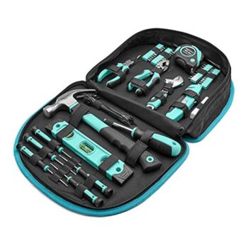 Amazon Basics Tool Set with Easy Carrying Round Pouch – 104-Piece, Turquoise | The Storepaperoomates Retail Market - Fast Affordable Shopping