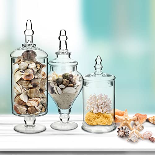 Mantello Glass Apothecary Jars with Lids- Set of 3 Candy Jars for Candy Buffet – Apothecary Jars for Bathroom, Candy Bar, Kitchen, Large Apothecary Jar Set | The Storepaperoomates Retail Market - Fast Affordable Shopping