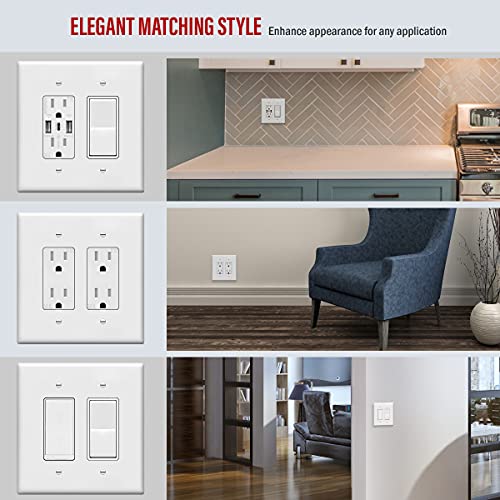 ENERLITES Double Decorator Switch Cover, Two Outlet Wall Plate, Oversized 2-Gang 5.50″ x 5.50″, Unbreakable Polycarbonate Thermoplastic, UL Listed, 8832O-W, White | The Storepaperoomates Retail Market - Fast Affordable Shopping