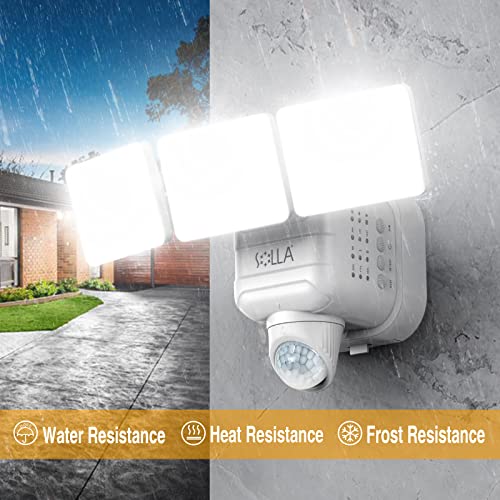 LED Security Lights, SOLLA Battery Powered Flood Light, 750 Lumen Wireless Outdoor Lights, 3 Head Motion Detector Lights for Outside, Dimmable, IP65 Waterproof (White, 1 Pack) | The Storepaperoomates Retail Market - Fast Affordable Shopping