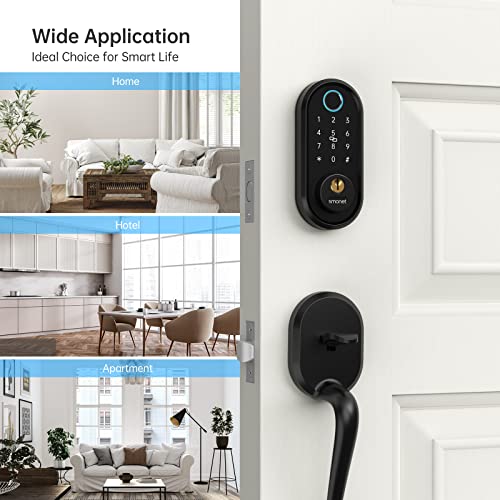 Smart Lock, Keyless Entry Door Lock for Front Door, SMONET Fingerprint Biometric Electronic Bluetooth Keypad Deadbolt with Keys, Fobs, Auto Lock, Smart Phone APP Control for Home,Apartment | The Storepaperoomates Retail Market - Fast Affordable Shopping