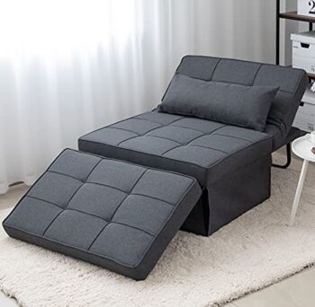 Sofa Bed, 4 in 1 Multi-Function Folding Ottoman Breathable Linen Couch Bed with Adjustable Backrest Modern Convertible Chair for Living Room Apartment Office, Dark Grey | The Storepaperoomates Retail Market - Fast Affordable Shopping