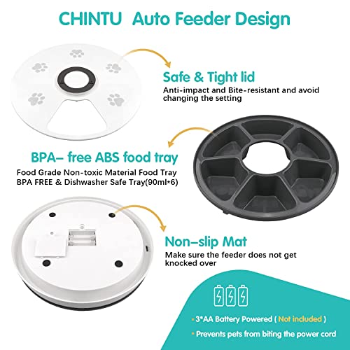 Chintu Automatic Cat Feeder, Auto Cat Food Dispenser – 6 Meals Pet Wet Food Dispenser for Small Dog with Programmable Timer Portion Control Timed Cat Feeder with Voice Reminder | The Storepaperoomates Retail Market - Fast Affordable Shopping