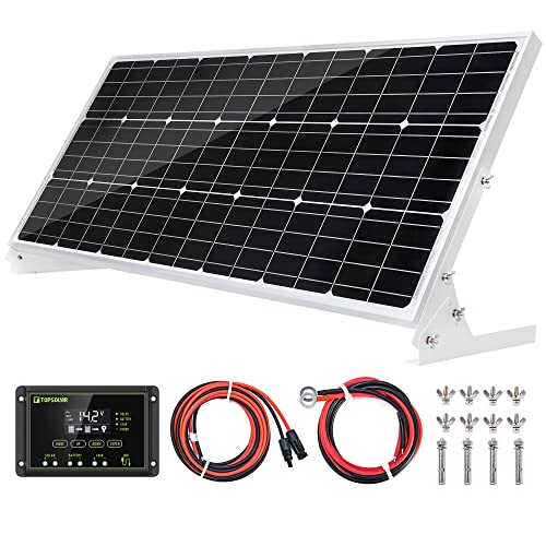 Topsolar 100W 12V Solar Panel Kit Battery Charger 100 Watt 12 Volt Off Grid System for Homes RV Boat + 20A Solar Charge Controller + Solar Cables + Brackets for Mounting | The Storepaperoomates Retail Market - Fast Affordable Shopping