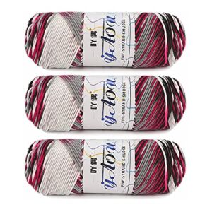 300g(3x100g) Acrylic Yarn Colorful Knitting Crochet Yarn Soft Baby Sweater Yarn, Ombre Cotton Yarn for DIY Crafts (Red Black White)