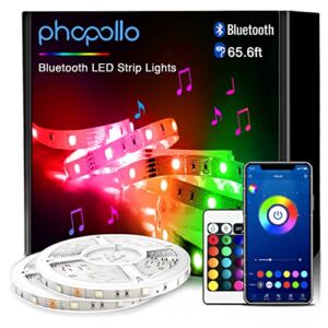 PHOPOLLO Bluetooth Led Strip Lights 65.6ft, 5050 Color Changing LED Lights for Bedroom, Kitchen Decoration, App Control and Music Sync