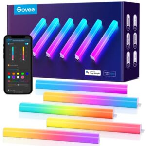 Govee RGBIC LED Wall Lights, Glide Wall Lights, Works with Alexa and Google Assistant, Smart LED Light Bars for Gaming Room Decor and Streaming, Multicolor Glide Sconces, Music Sync, 6 pcs