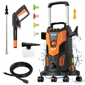 Rock&Rocker Upgraded 2300PSI Pressure Washer, 2.5GPM Portable Electric Power Washer with 360° Spinner Wheels, 4 Quick Connect Nozzles Foam Cannon for Car/Patio/Deck/Home Cleaning