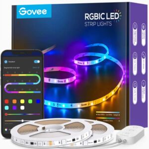 Govee 65.6ft RGBIC LED Strip Lights, Color Changing LED Strips, App Control via Bluetooth, Smart Segmented Control, Multiple Scenes, Enhanced Music Sync LED Lights for Bedroom, Christmas (2 X 32.8ft)