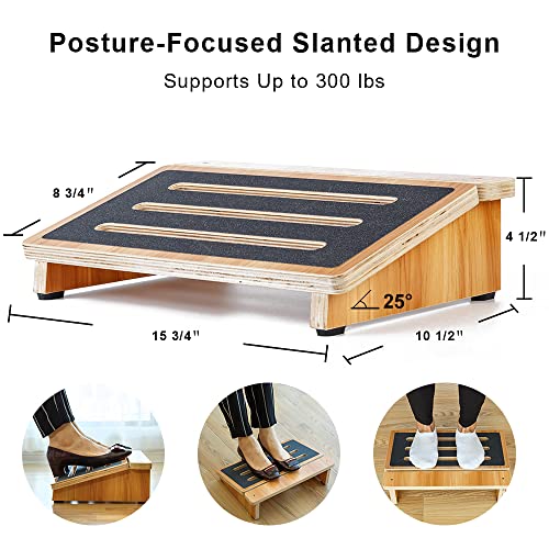 StrongTek Under Desk Footrest, Slanted Non-Slip Wooden Step Stool for Home and Office Chairs, Portable Ergonomic Posture Support for PC Gaming or Work Standing Desks | The Storepaperoomates Retail Market - Fast Affordable Shopping