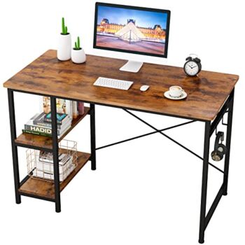 Engriy Writing Computer Desk 47″, Home Office Study Desk with 2 Storage Shelves on Left or Right Side, Industrial Simple Style Wood Table Metal Frame for PC Laptop Notebook | The Storepaperoomates Retail Market - Fast Affordable Shopping