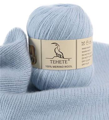 TEHETE 100% Merino Wool Yarn for Knitting 3-Ply Luxury Warm Soft Lightweight Crochet Yarn (Sky Blue) | The Storepaperoomates Retail Market - Fast Affordable Shopping