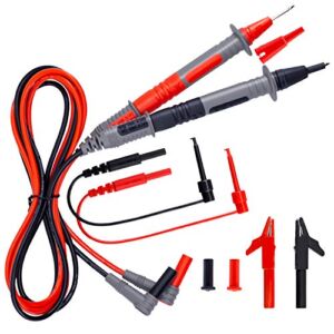KAIWEETS Soft Silicone Electrician Test Leads Kit CAT III 1000V & CAT IV 600V with Alligator Clips and Needle Probe for Fluke/AstroAI/INNOVA Multimeter Electronic Clamp Meter 9PCS