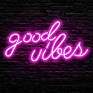 Olekki Pink Good Vibes Neon Sign – Neon Lights for Bedroom, LED Neon Signs for Wall Decor (16.1 x 8.3 inch)