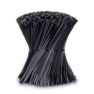 Zip Ties 12 inch (1000 Pack), Black, 50lbs Tensile Strength, UV Resistant Cable Ties for indoor and outdoor by Karoka