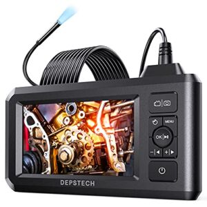 DEPSTECH Industrial Endoscope, 5.5mm 1080P HD Digital Borescope Inspection Camera 4.3 Inch LCD Screen IP67 Waterproof Snake Camera with 6 LED Lights, 16.5FT Semi-Rigid Cable,32GB Card and Helpful Tool