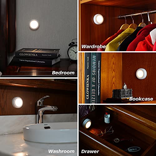 Tap Light Push Lights STAR-SPANGLED Mini Night Touch Light LED Puck Lights Portable Under Cabinet Lighting Battery Operated Powered DIY Stick On Lights Wireless Closet Counter Kitchen Warm White 5Pack | The Storepaperoomates Retail Market - Fast Affordable Shopping
