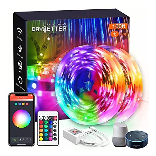 DAYBETTER Smart WiFi Led Lights 100ft, Tuya App Controlled Led Strip Lights, Work with Alexa and Google Assistant, Timer Schedule Led Lights Strip, Color Changing Led Lights for Bedroom Party Kitchen | The Storepaperoomates Retail Market - Fast Affordable Shopping