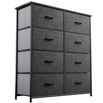 YITAHOME Storage Tower with 8 Drawers – Fabric Dresser with Large Capacity, Organizer Unit for Bedroom, Living Room & Closets – Sturdy Steel Frame, Easy Pull Fabric Bins & Wooden Top (Black/ Grey) | The Storepaperoomates Retail Market - Fast Affordable Shopping