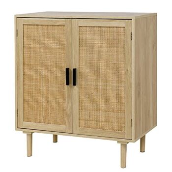 Finnhomy Sideboard Buffet Cabinet, Kitchen Storage Cabinet with Rattan Decorated Doors, Liquor Cabinet, Dining Room, Hallway, Cupboard Console Table, Accent Cabinet, 31.5X 15.8X 34.6 Inches, Natural | The Storepaperoomates Retail Market - Fast Affordable Shopping