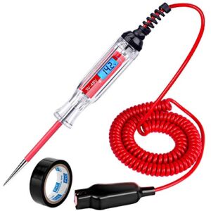 Heavy Duty 3-48V Backlit Digital LCD Circuit Tester, Test Light with 140 Inch Extended Spring Wire, Car Truck Low Voltage & Light Tester with Stainless Probe
