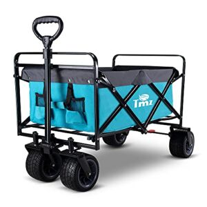 TMZ All Terrain Utility Folding Wagon, Collapsible Garden Cart, Heavy Duty Beach Wagon, for Shopping and Outdoor Activities