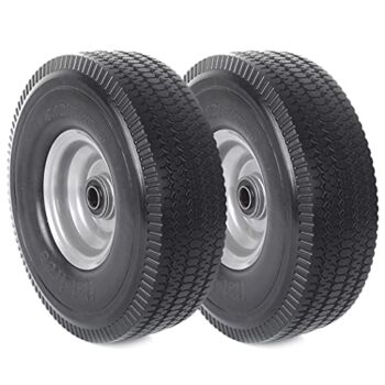 (2-Pack) AR-PRO 10 x 3.50-4” Solid PU Run-Flat Tire Wheel – 10” Flat Free Tubeless Tires and Wheels for Utility Equipment – 5/8” Axle Bore Hole, Offset Hub, and Double-Sealed Ball Bearings | The Storepaperoomates Retail Market - Fast Affordable Shopping