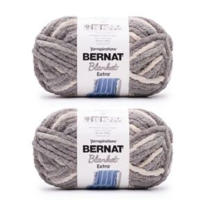 Bernat Blanket Extra Silver Steel Yarn – 2 Pack of 300g/10.5oz – Polyester – 7 Jumbo – Knitting/Crochet