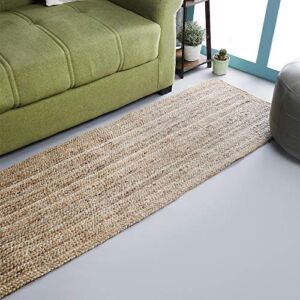 Jute Braided Runner Rug 24×72 Inches (2’x6′)- Natural, Hand Woven Reversible Area Rugs for Kitchen Living Room Entryway, Eco Friendly