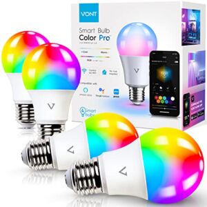 Smart Light Bulbs [4 Pack], WiFi & Bluetooth 5.0, Compatible w/ Alexa & Google Without Hub, Dimmable, Music Sync, Schedules, Color Changing Bulb RGBCW Smart Bulb Lights LED Bulb, A19/E26 9W 810LM