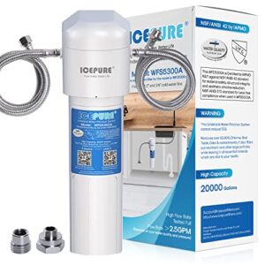 ICEPURE Under Sink Water Filter System, 20000 Gallons NSF/ANSI 42 Certified, Ultra High Capacity, Direct Connect Under Counter Drinking Water System, 0.5 Micron Removes 99.99% Chlorine, Odor, USA Tech