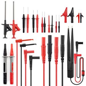KAIWEETS 23PCS Multimeter Test Leads Kit with Replaceable Precision Probes Set and Alligator Clips, Test Probes, Test Hook, Flexible Wires Professional Kit General Use for Digital Electrical Testing