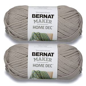 Bernat Maker Home Dec Clay Yarn – 2 Pack of 250g/8.8oz – Cotton – 5 Bulky – 317 Yards – Knitting/Crochet