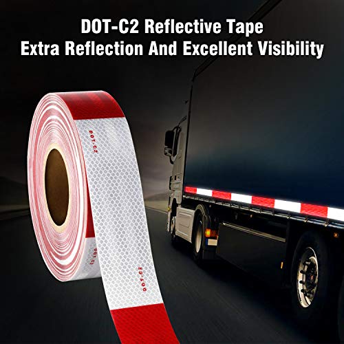 DOT-C2 Reflective Safety Tape 2 Inch x 200 Feet Red/White Conspicuity Tape for Vehicles, Trailers, Boats, Signs (200 FT) | The Storepaperoomates Retail Market - Fast Affordable Shopping