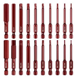 Amartisan 20-Piece Hex Head Allen Wrench Drill Bit Set, Metric and SAE S2 Steel Hex Bits Set, Magnetic Tips, 2.3″ Long With Storage box