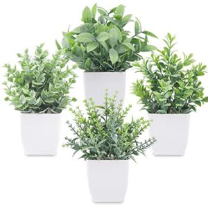 Der Rose 4 Packs Fake Plants Mini Artificial Greenery Potted Plants for Home Decor Indoor Office Table Room Farmhouse