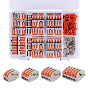 115 PCS Lever Wire Connectors Nuts Kit with Bases&Screws 28-12 AWG, Electrical Connectors 2/3/4/5 Conductor Combination, Compact Splicing Wire Connectors, Quick Disconnect Wire Splice Connectors