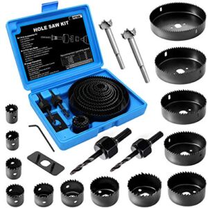 Hole Saw Set, 22PCS Hole Saw Kit with 13Pcs Saw Blades Gifts for Men, General Purpose 3/4″ to 5″ (19mm-127mm) Hole Saw, Mandrels, Hex Key with Storage Box, Ideal for Soft Wood, PVC Board