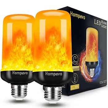 [Upgraded] Hompavo LED Flame Light Bulb, 4 Modes Flickering Light Bulbs with Upside Down Effect, E26/E27 Base Flame Bulb for Halloween, Christmas, Party, Indoor and Outdoor Home Decoration (2 Pack) | The Storepaperoomates Retail Market - Fast Affordable Shopping