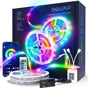 GUPUP 100 FT LED Strip Lights,Bluetooth LED Lights for Bedroom, Color Changing Light Strip with Music Sync, Phone Controller and IR Remote(APP+Remote +Mic).