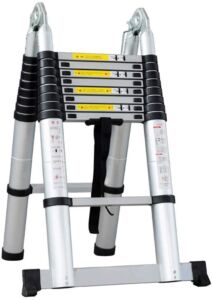 NIVOK Ladders Telesextension Ladder Portable Ladder with Stabiliser Bar and Hinges Multi Purpose Telescoping Ladder for Indoor Outdoor Office